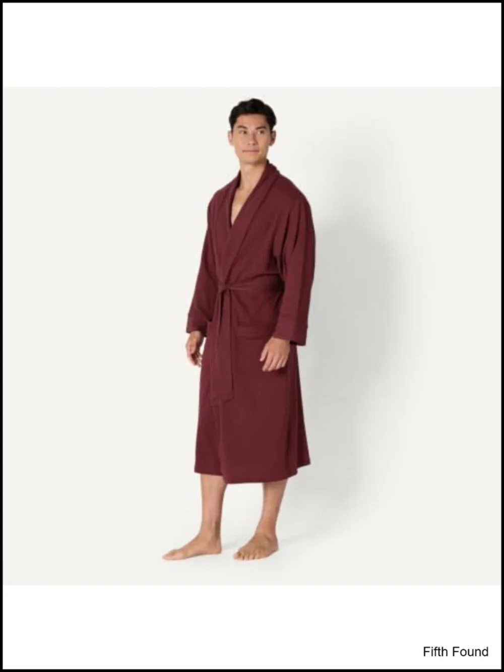 Men's Lightweight Cotton Waffle Bath Robe Mid-Length Loungewear